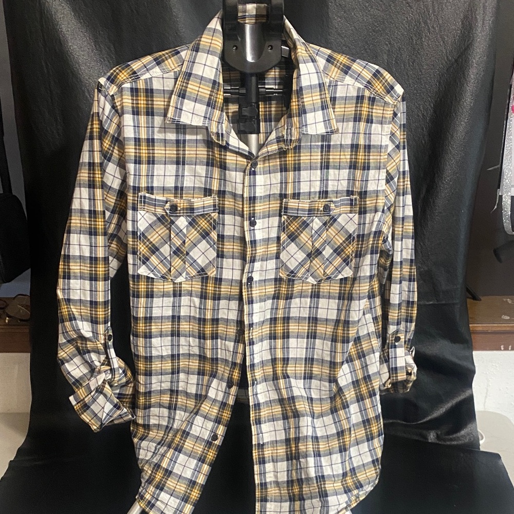 Women's Plaid Button Down Shirt - Yellow, Blue, White